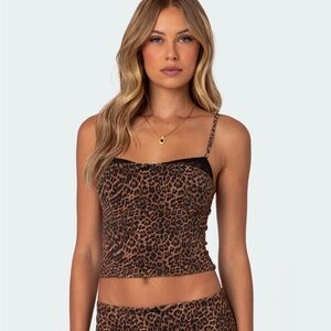 Edikted Edin Leopard Print Mesh Bra Top - XS